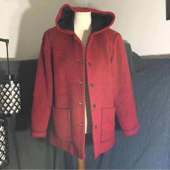 Democracy VTG Red Hooded Jacket Size M - Picture 4 of 11